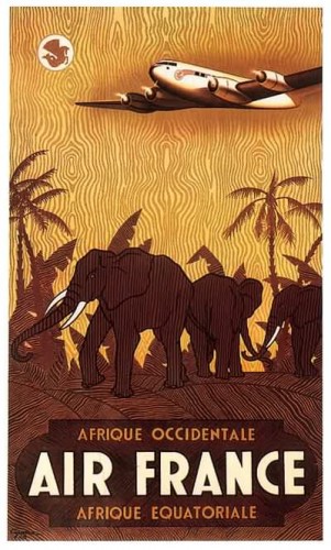 Affiche AIR FRANCE Afrique Occidentale Afrique Equatoriale Guerra